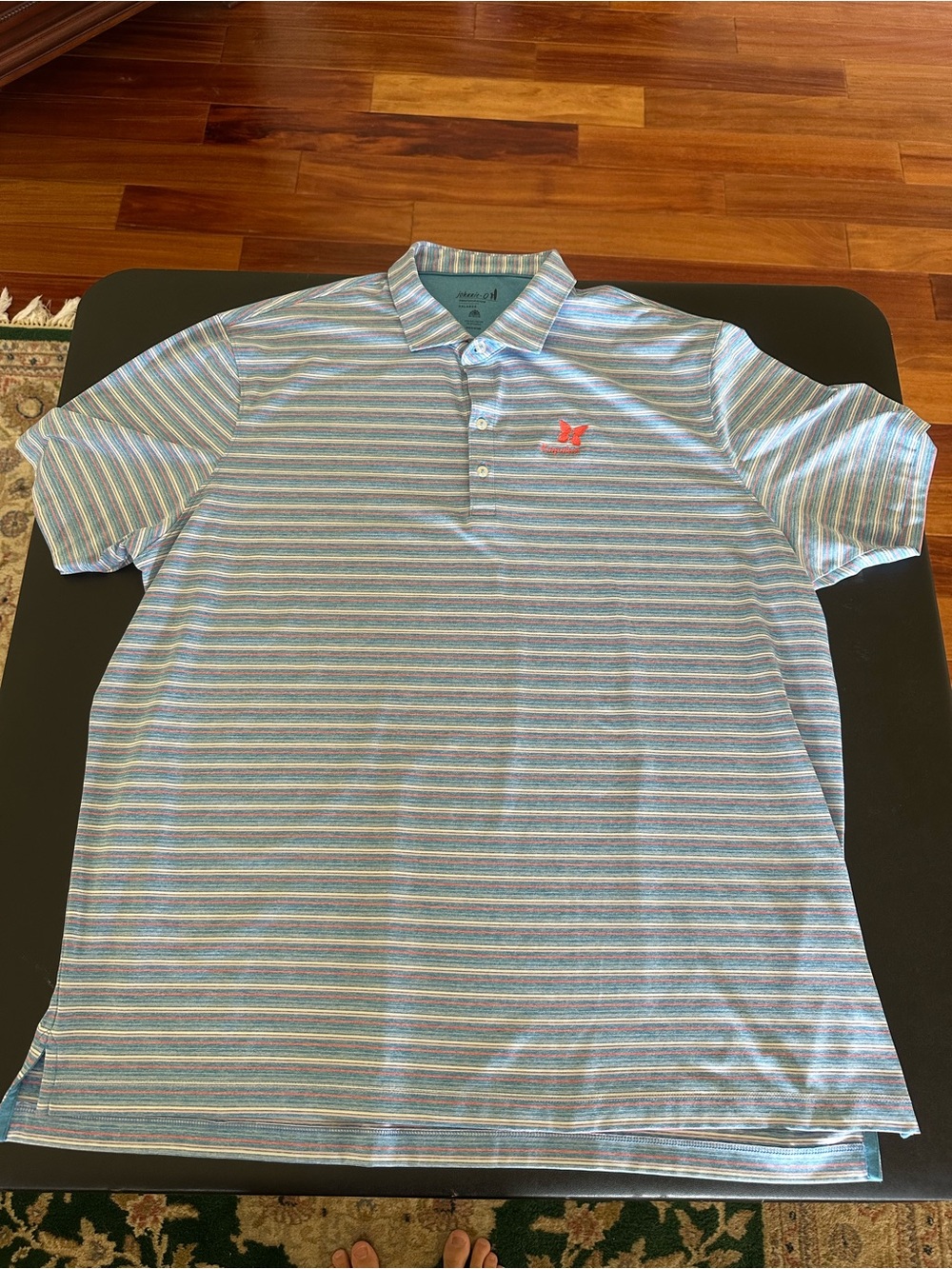 Johnnie O Kapalua Men's Striped Polo Shirt - Light Blue & White 2XL